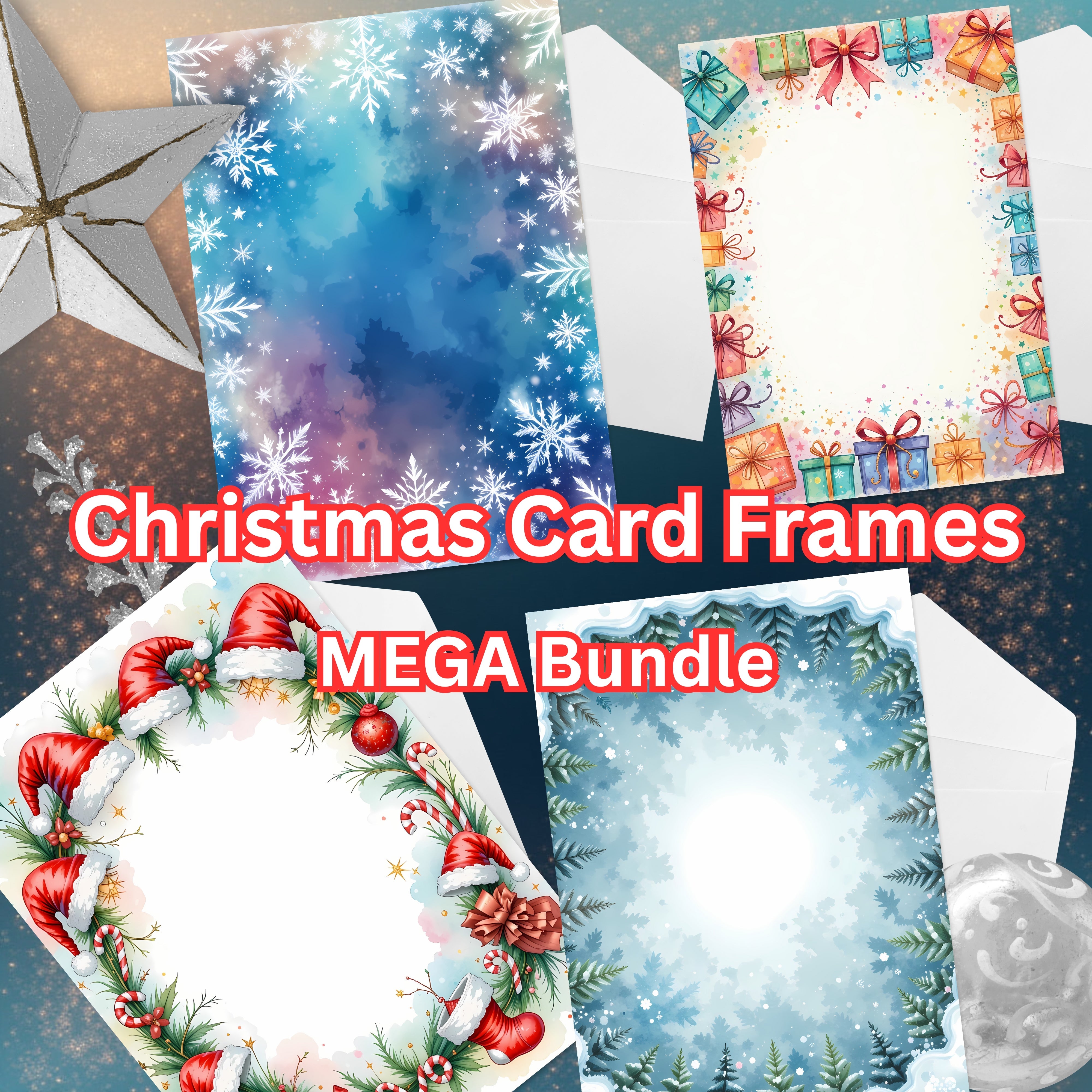 Christmas Card Frames Junk Journals Bundle