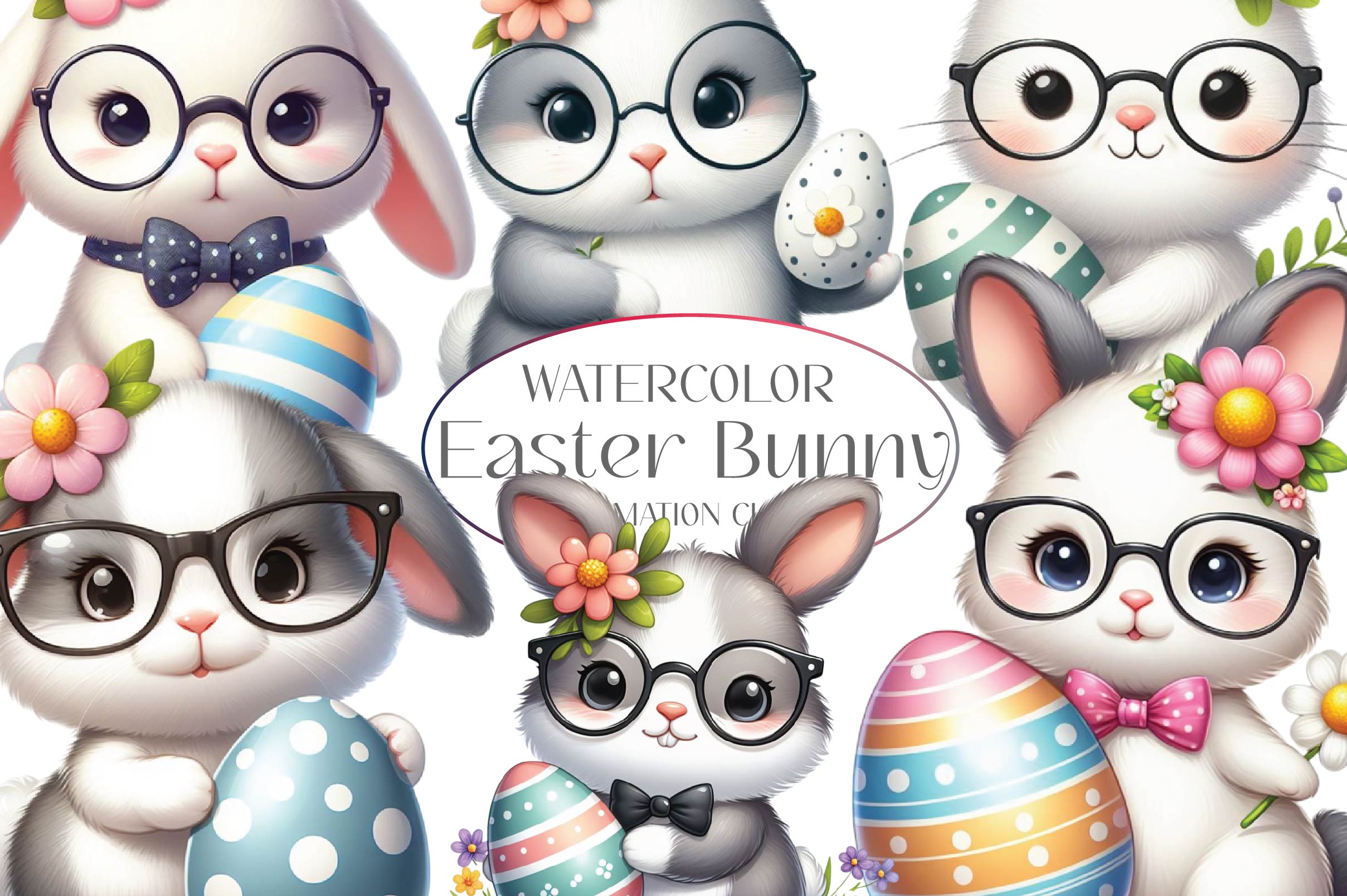 Easter Bunny Clipart Bundle 4