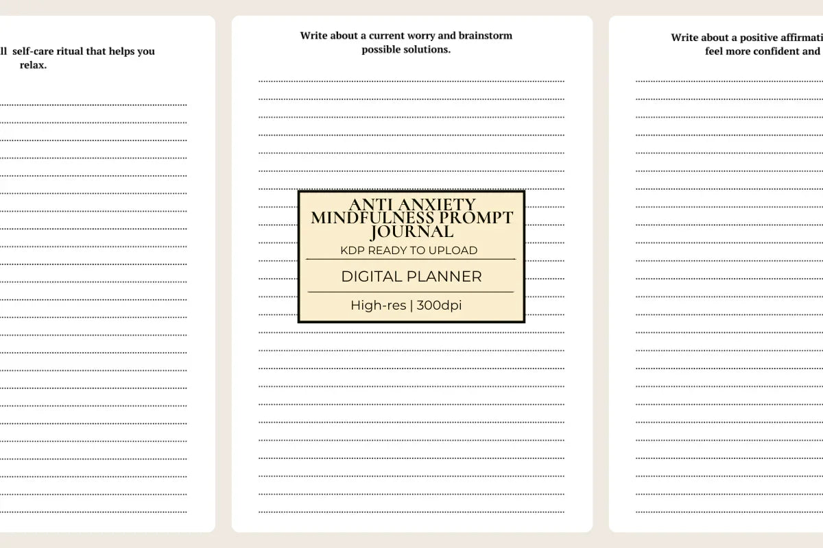 Anti Anxiety Mindfulness Prompt Journal KDP Planner - CraftNest - Digital Crafting and Art