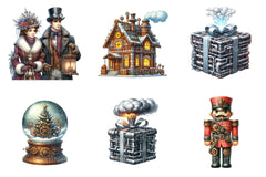 Steampunk Christmas Snowman Clipart Bundle - CraftNest - Digital Crafting and Art