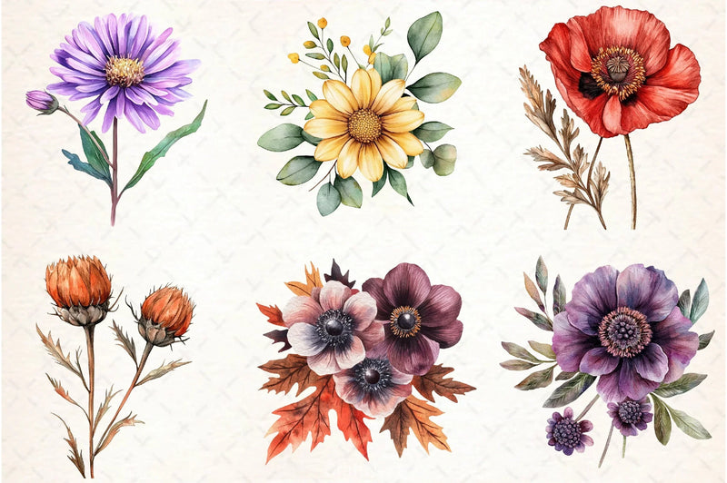 Autumn Flower Clipart Bundle - CraftNest - Digital Crafting and Art