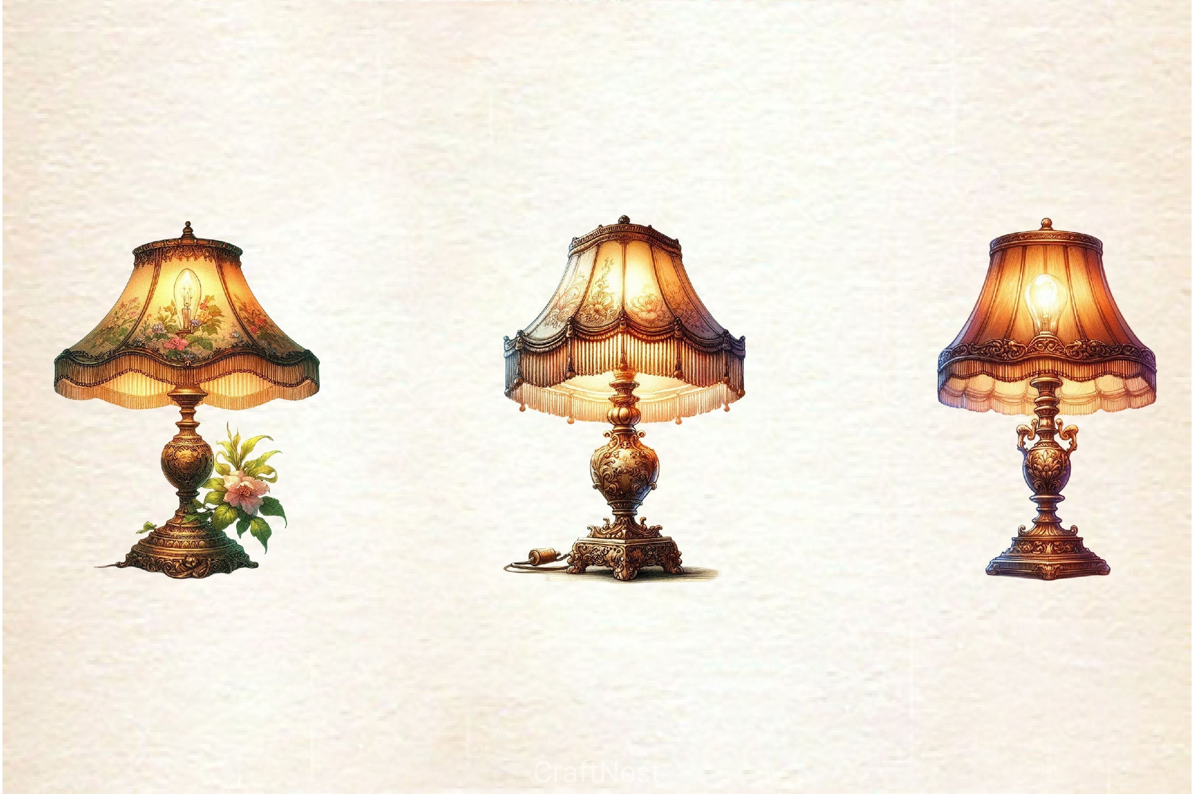 Victorian Lamp Clipart Bundle