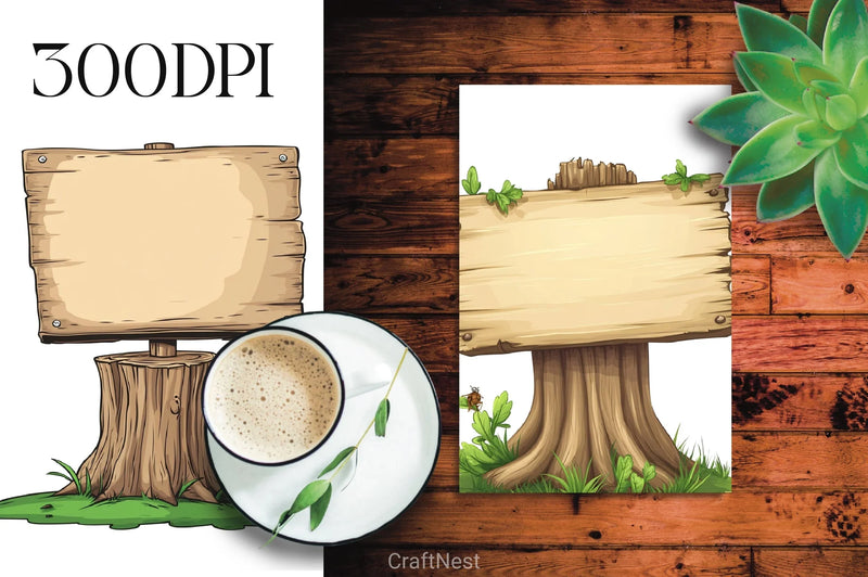 Wooden Sign Clipart Bundle 2 - CraftNest - Digital Crafting and Art