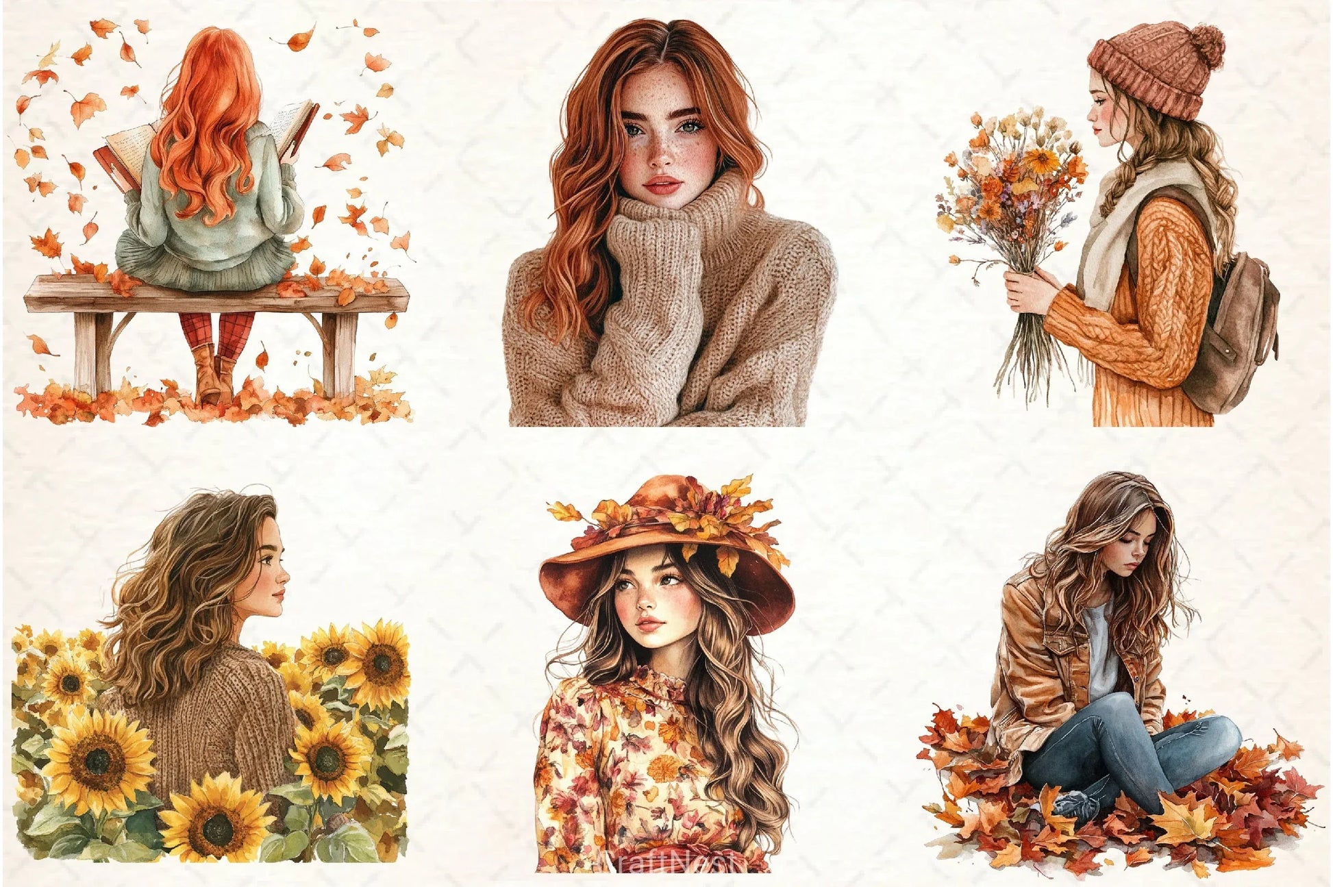 Autumn Girl Clipart Bundle 1 - CraftNest - Digital Crafting and Art