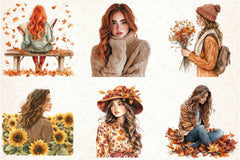 Autumn Girl Clipart Bundle 1 - CraftNest - Digital Crafting and Art