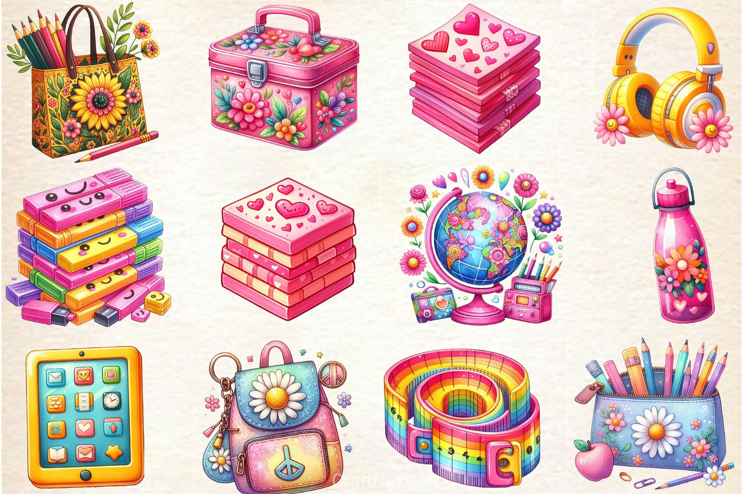 Groovy School Clipart Bundle 3