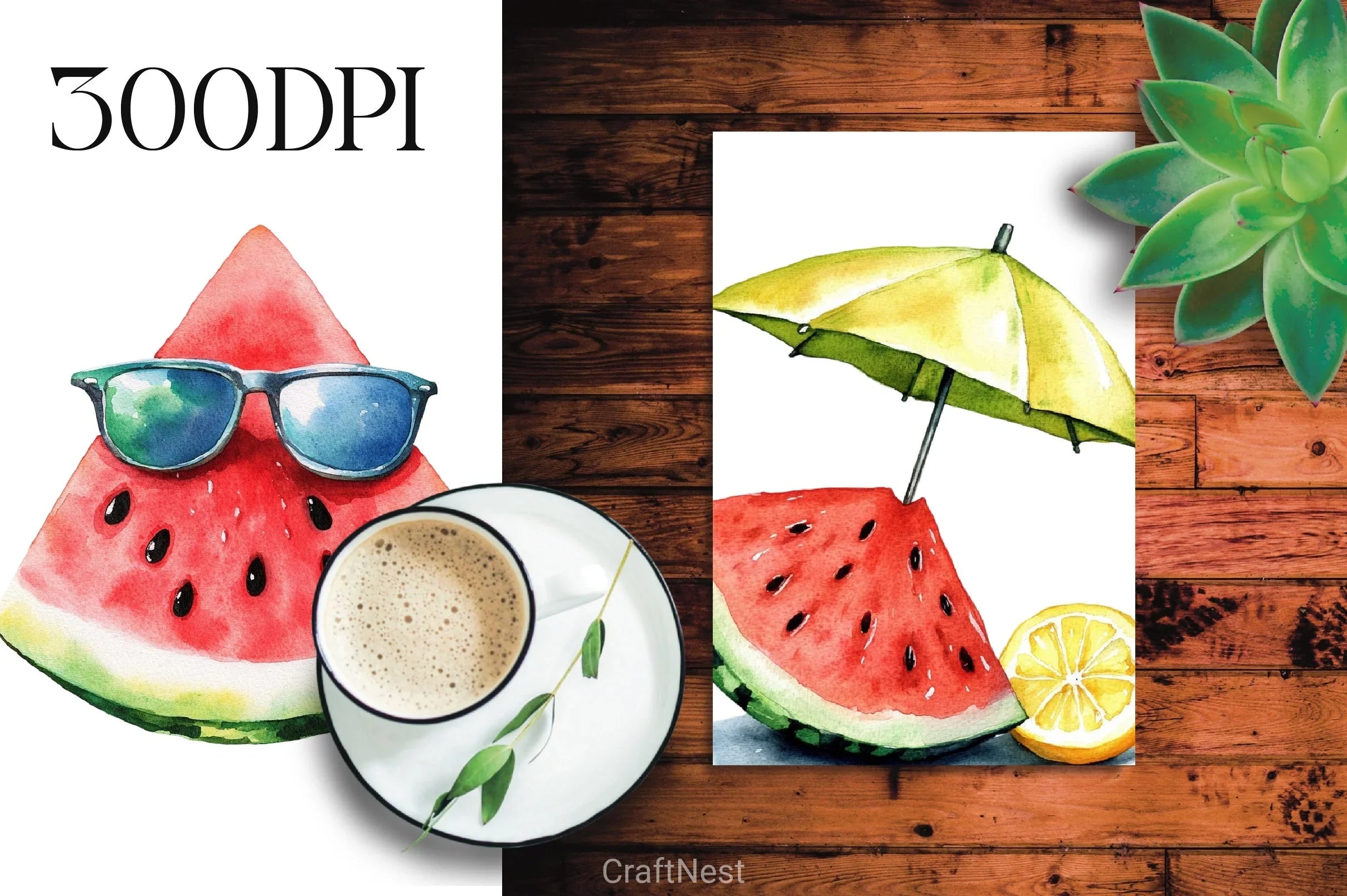 Summer Watermelon Clipart Bundle - CraftNest - Digital Crafting and Art