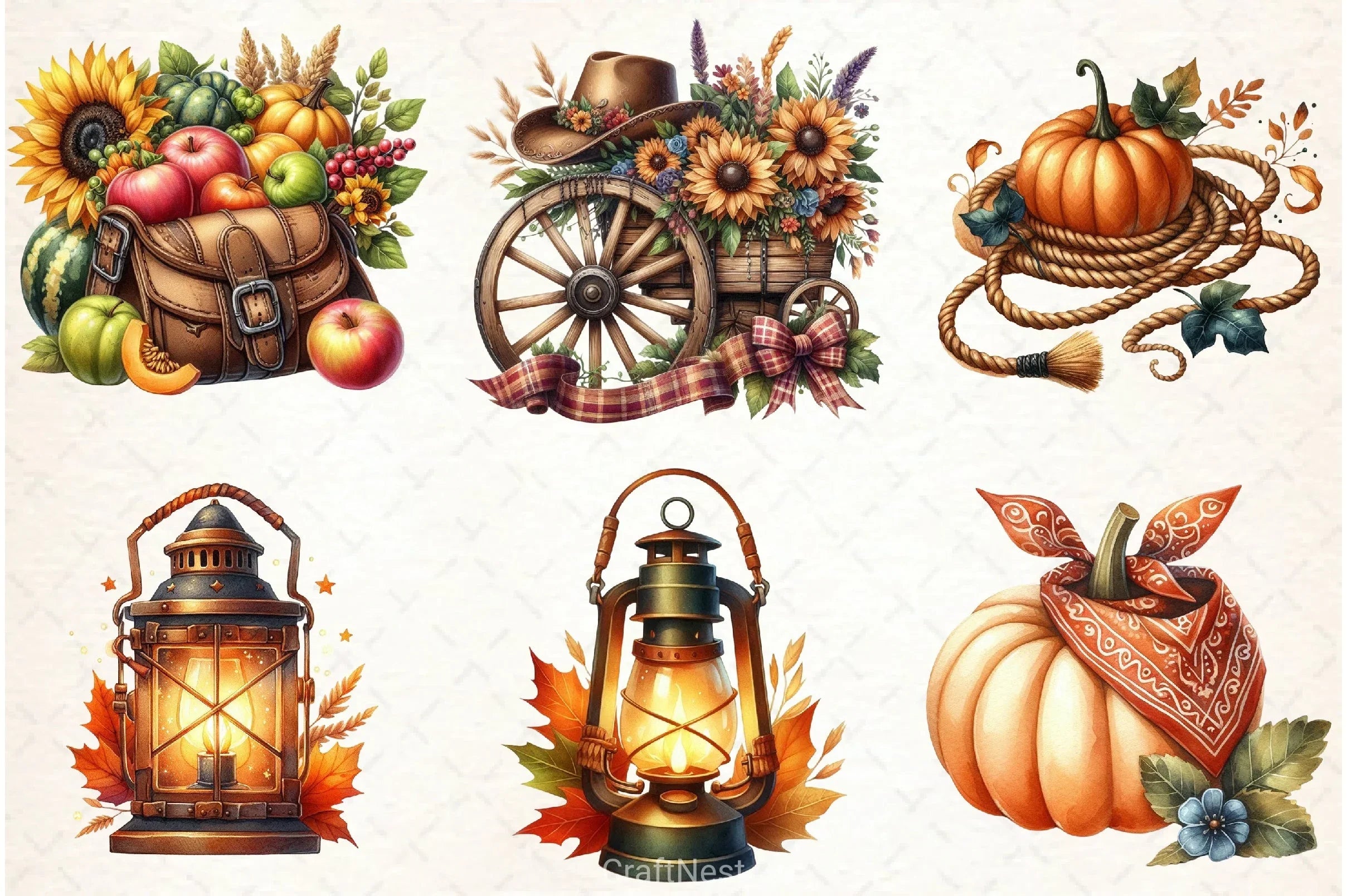 Cowboy Autumn Clipart Bundle - CraftNest - Digital Crafting and Art