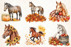 Autumn Brown Horse Clipart Bundle - CraftNest - Digital Crafting and Art