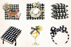 Luxury Black Gingham Clipart Bundle - CraftNest - Digital Crafting and Art