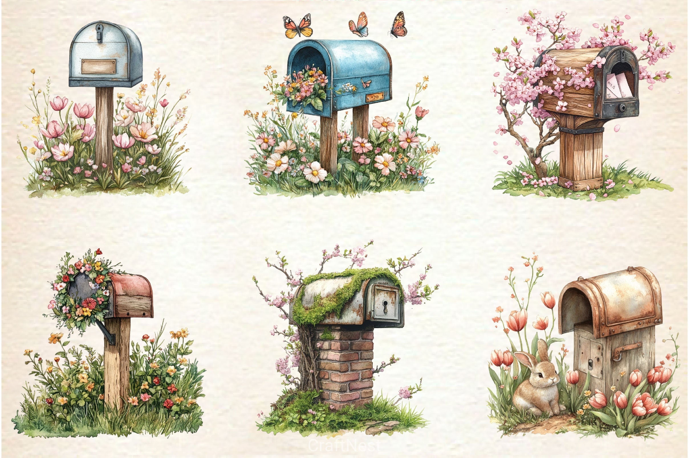 Spring Mailbox Clipart Bundle 2