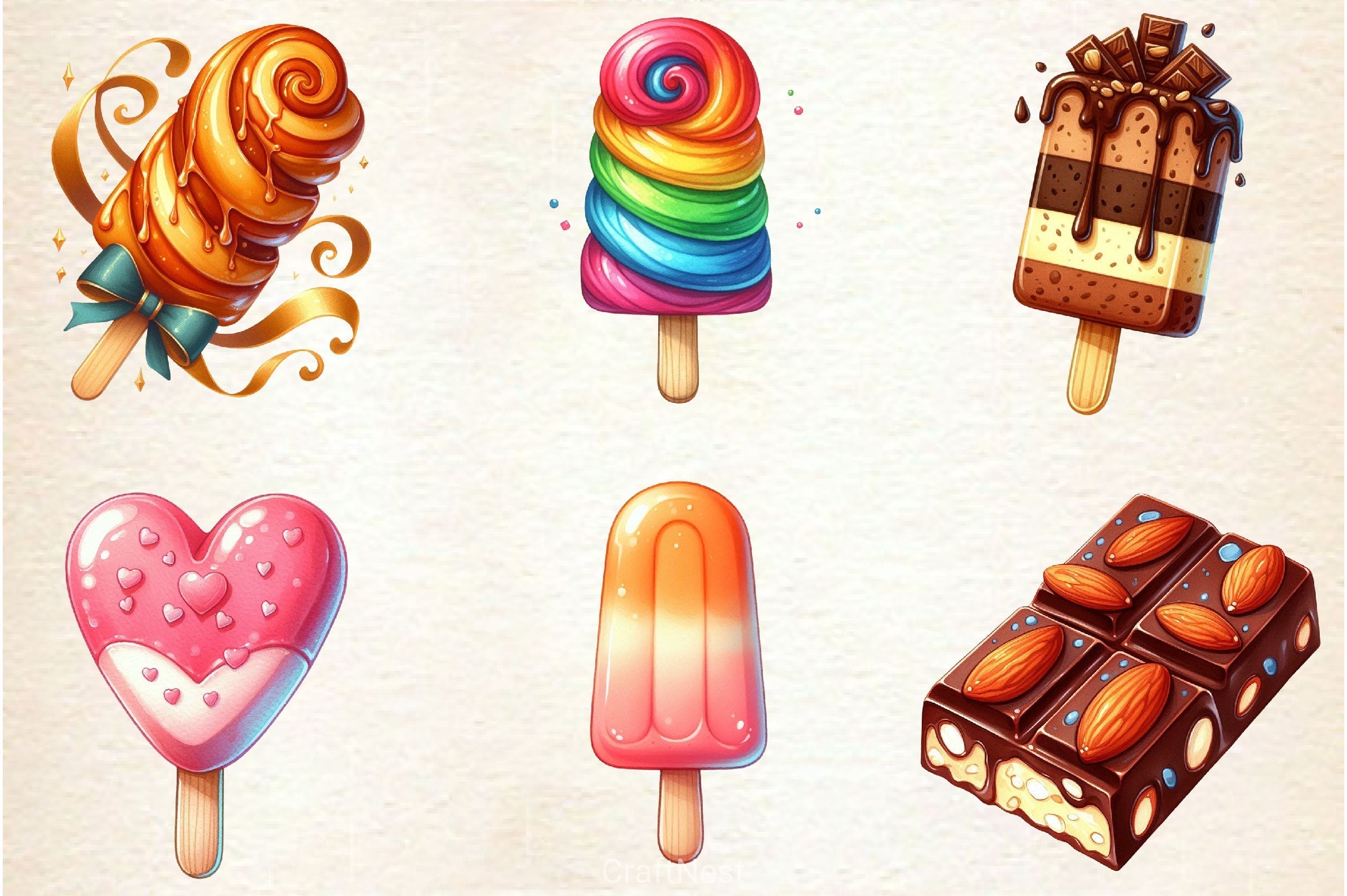 Popsicle Ice Cream For Summer Clipart Bundle
