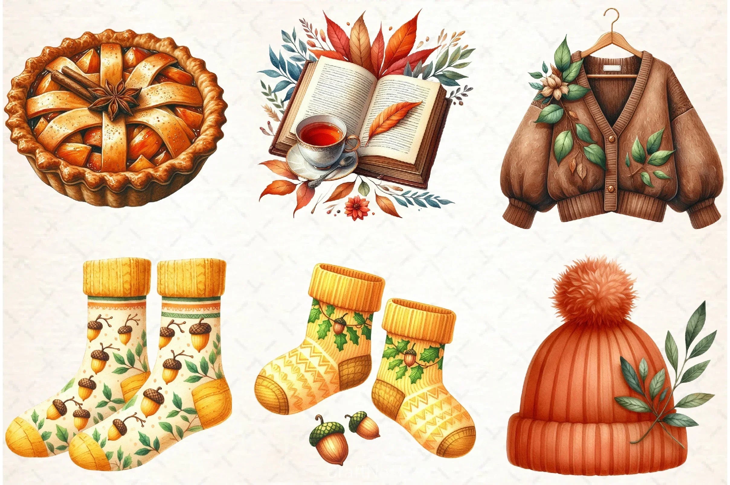 Watercolour Autumn Clipart Bundle - CraftNest - Digital Crafting and Art