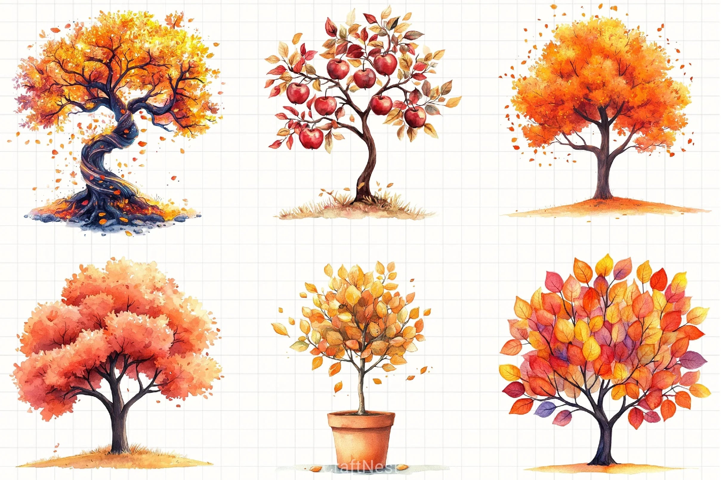 Autumn Trees Clipart Bundle - CraftNest - Digital Crafting and Art