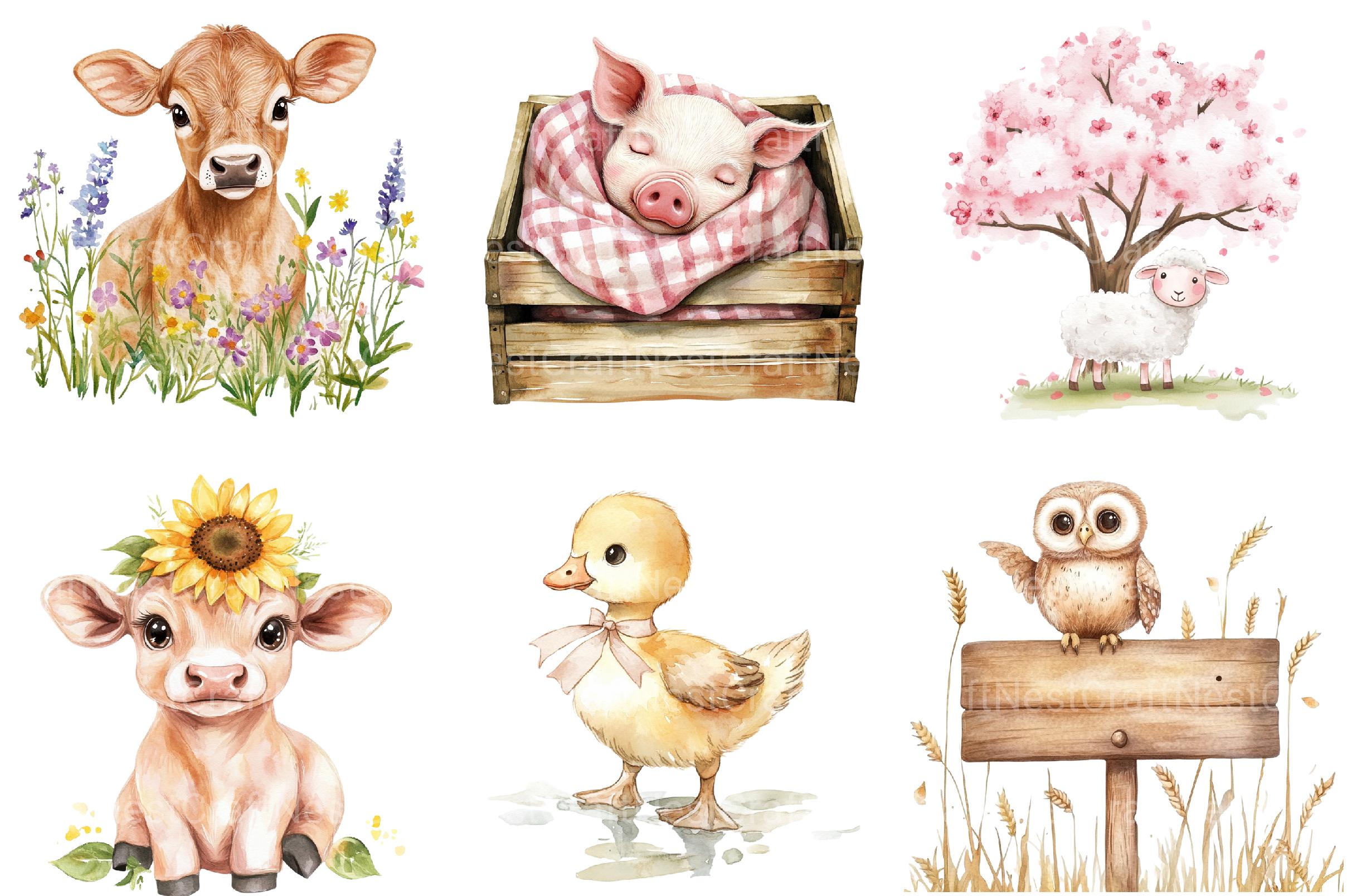 Cute Farm Animals Clipart 1