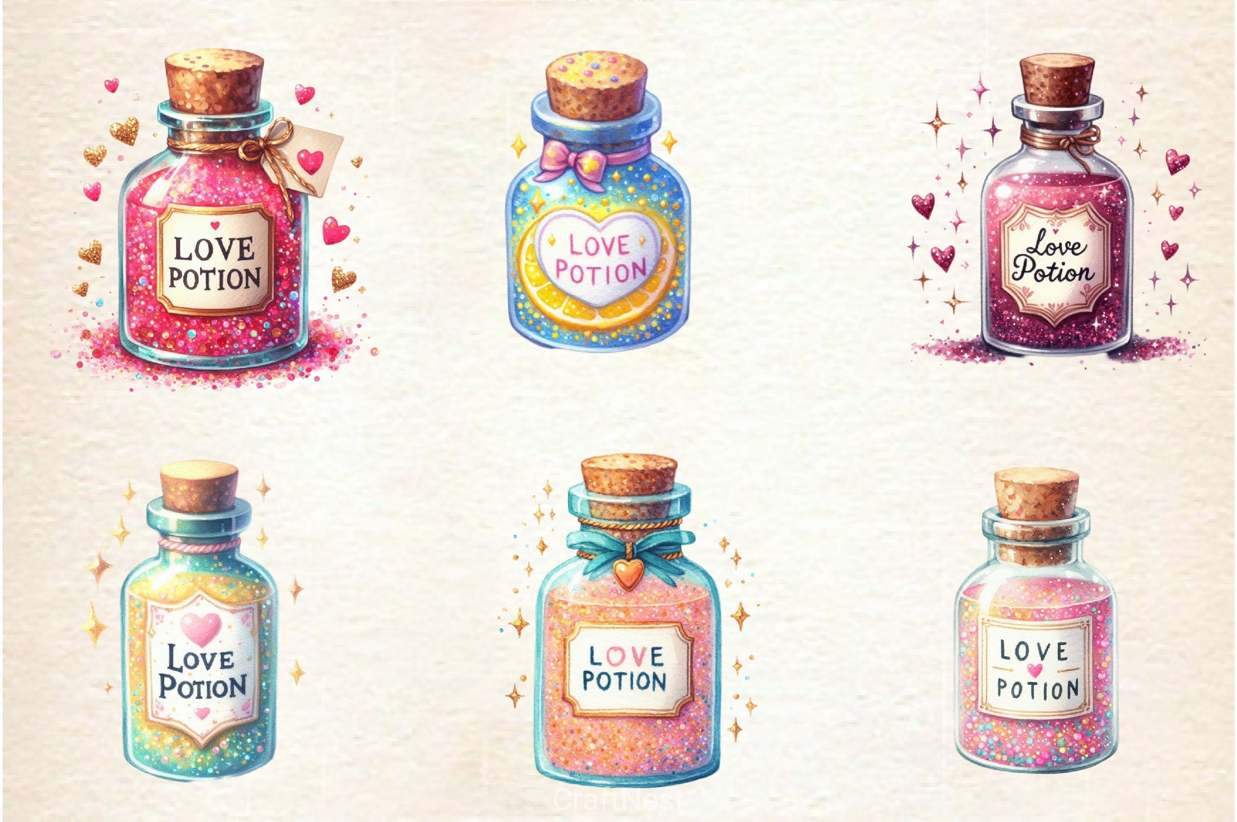 Valentine Potions Clipart Bundle