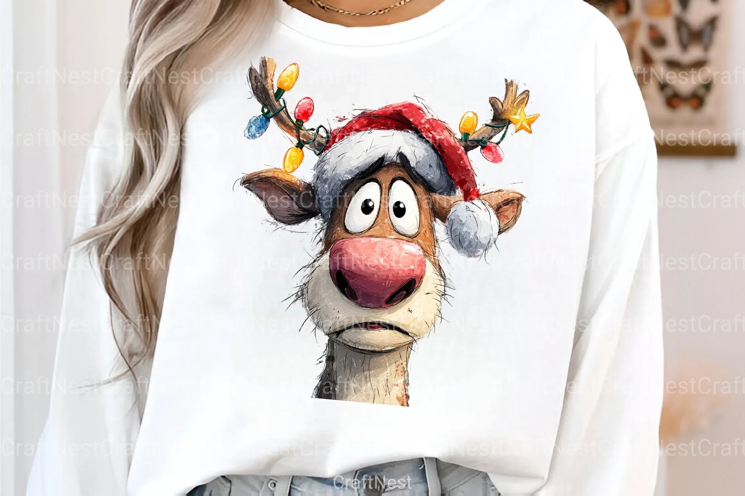 Funny Christmas Reindeer & Tree Clipart Bundle - CraftNest - Digital Crafting and Art