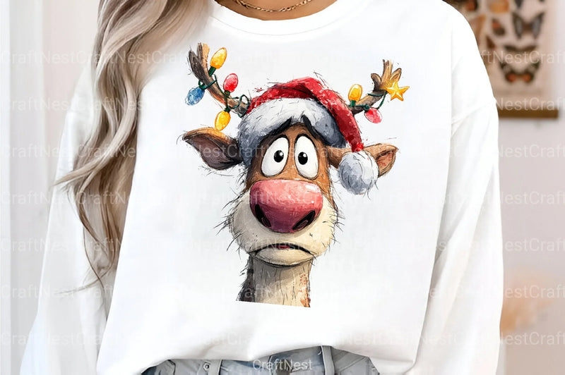 Funny Christmas Reindeer & Tree Clipart Bundle - CraftNest - Digital Crafting and Art