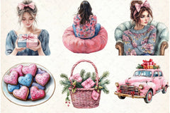 Pink Chinoiserie Christmas Clipart Bundle - CraftNest - Digital Crafting and Art