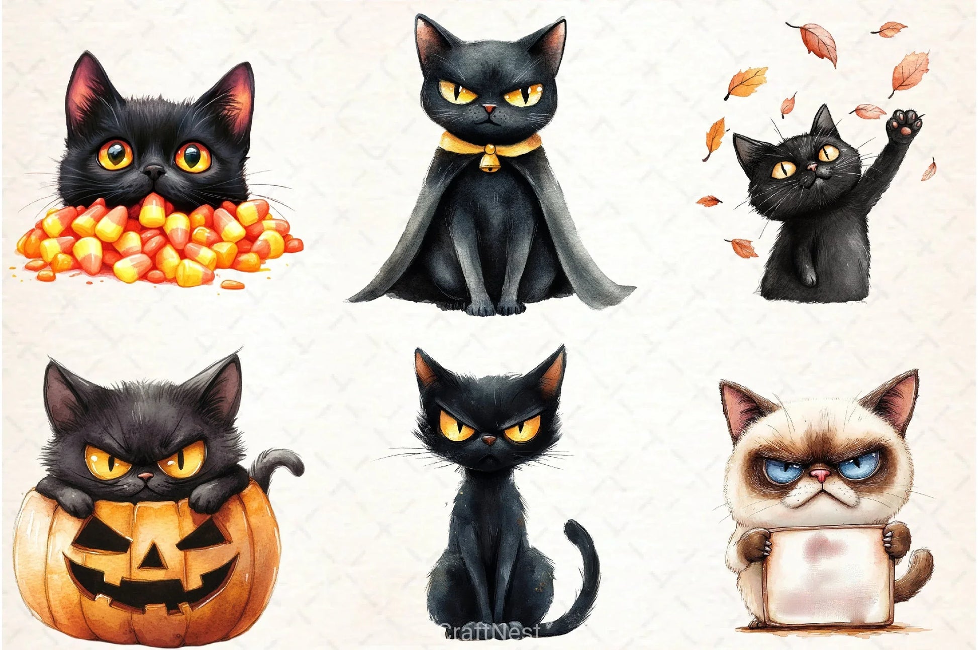Crazy Black Cats Clipart Bundle - CraftNest - Digital Crafting and Art
