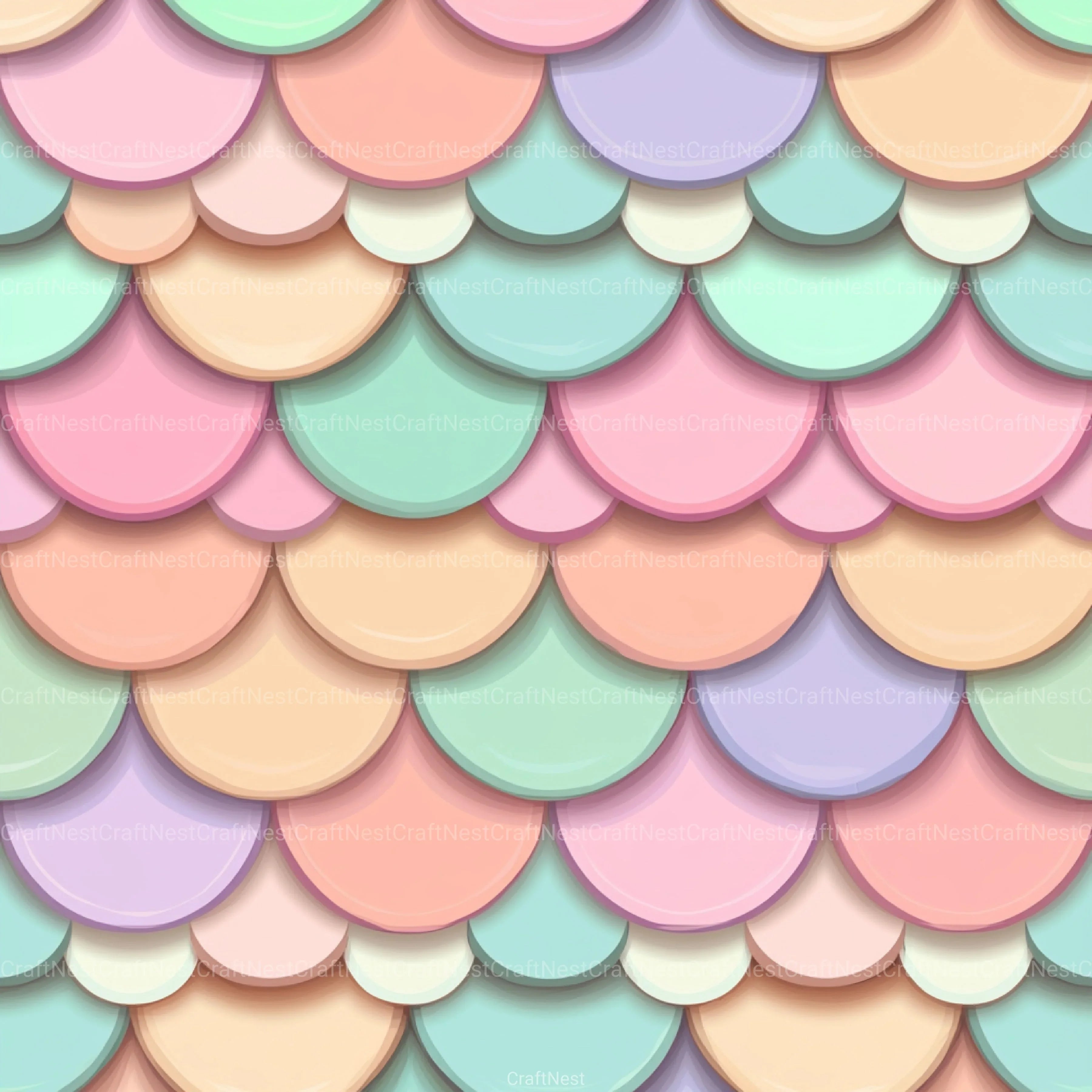 Seamless Pastel Mermaid Scales Pattern Digital Paper - CraftNest - Digital Crafting and Art