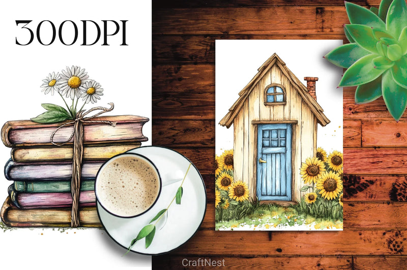 Summer Cottage Clipart Bundle - CraftNest - Digital Crafting and Art