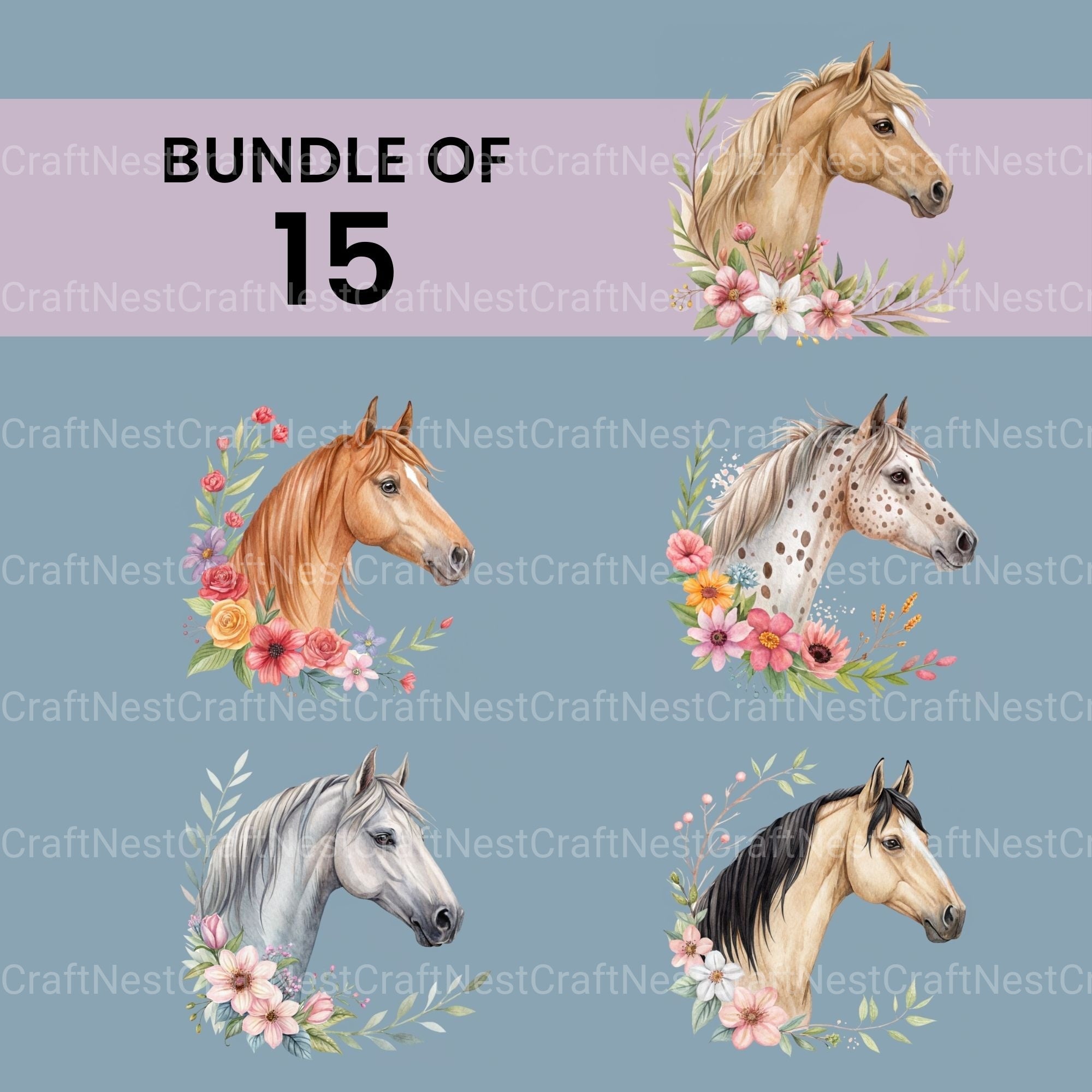 Horse Heads Clipart Bundle