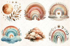Boho Rainbow Clipart Bundle - CraftNest - Digital Crafting and Art