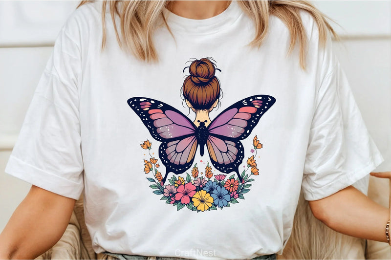 Butterfly Woman Flowers Clipart Bundle 2 - CraftNest - Digital Crafting and Art
