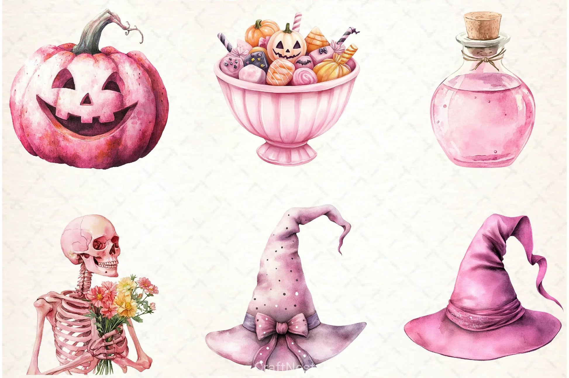 Pink Halloween Clipart Bundle - CraftNest - Digital Crafting and Art