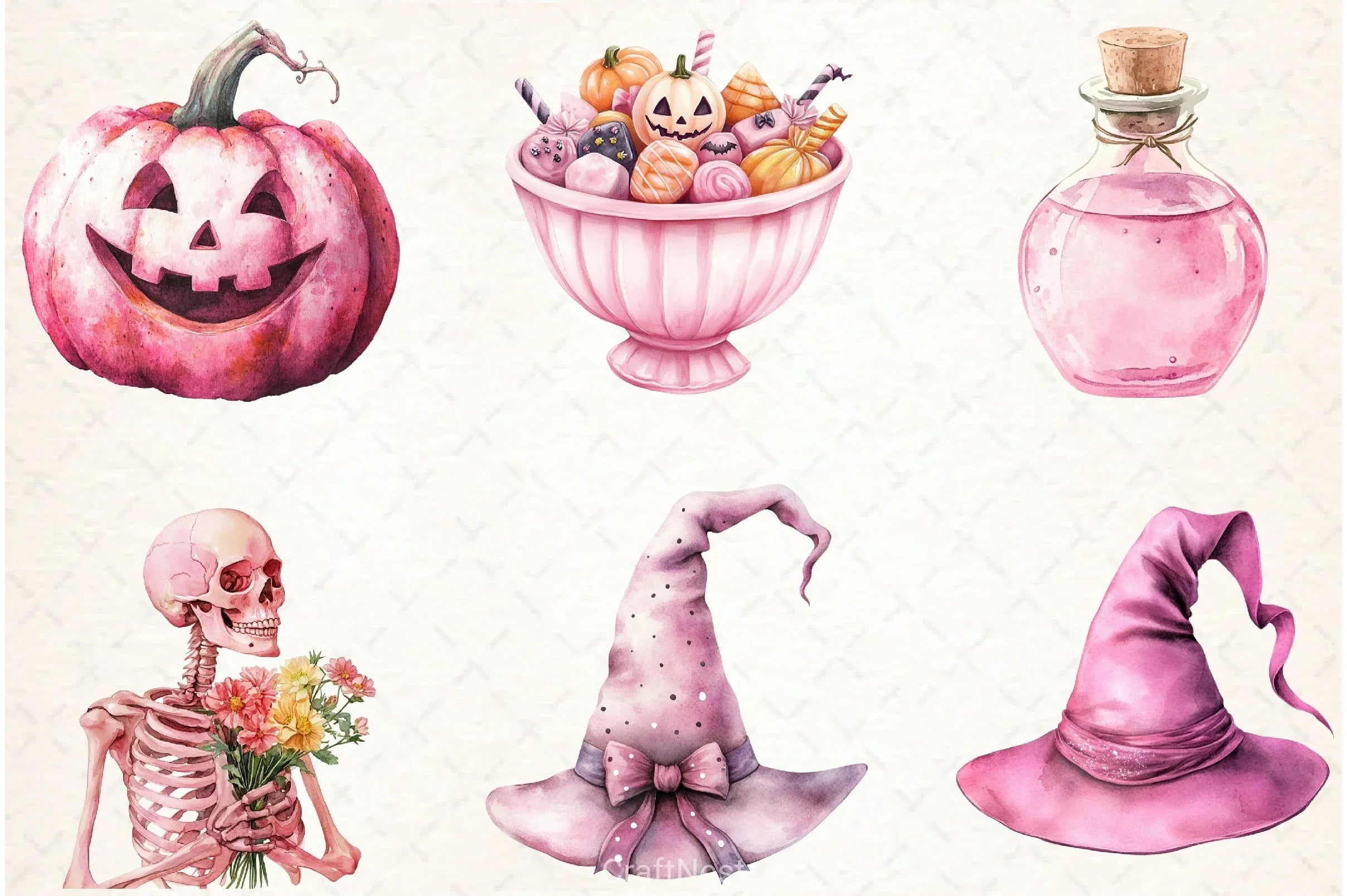 Pink Halloween Clipart Bundle - CraftNest - Digital Crafting and Art