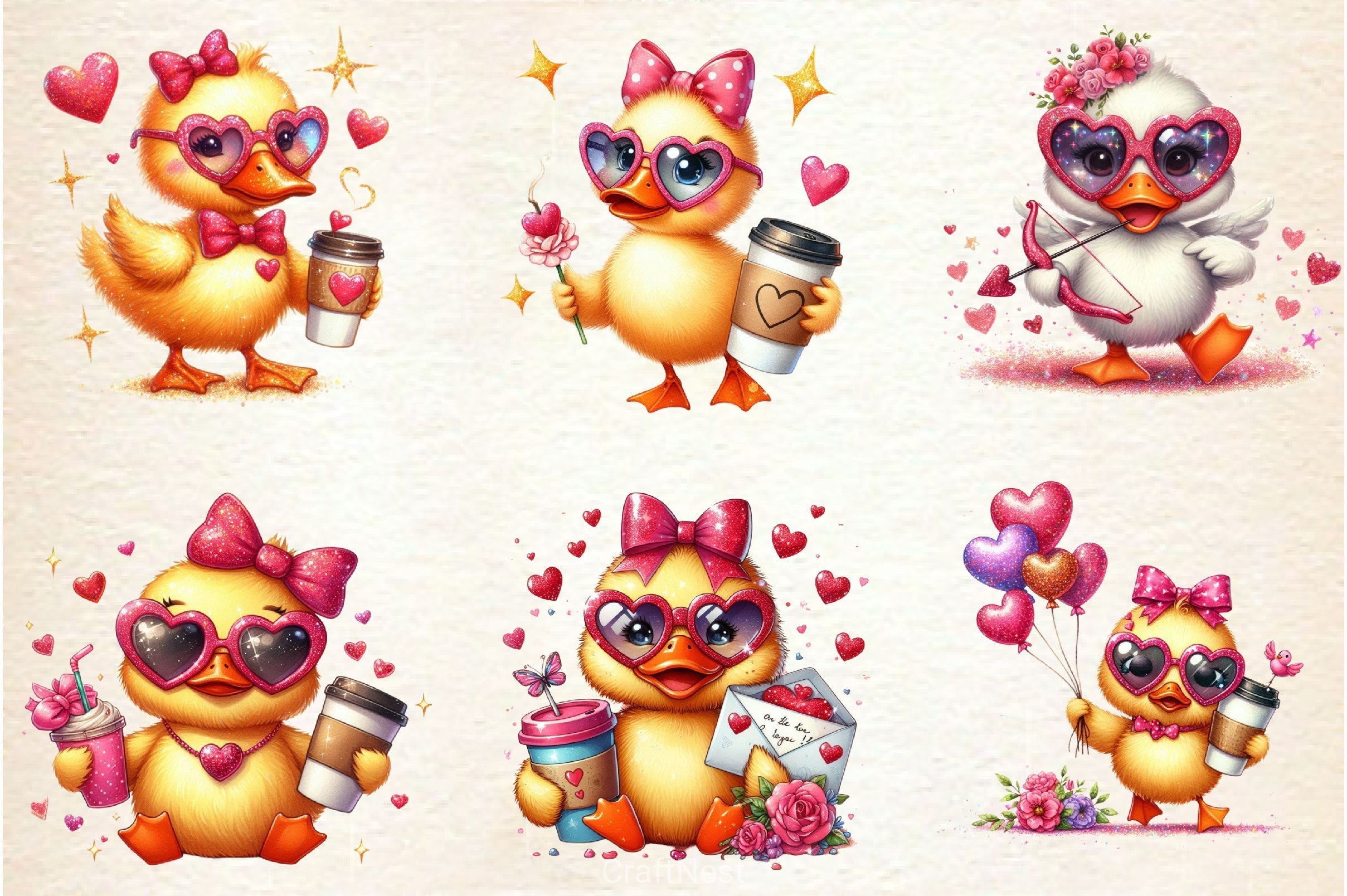 Valentine Duck Clipart Bundle