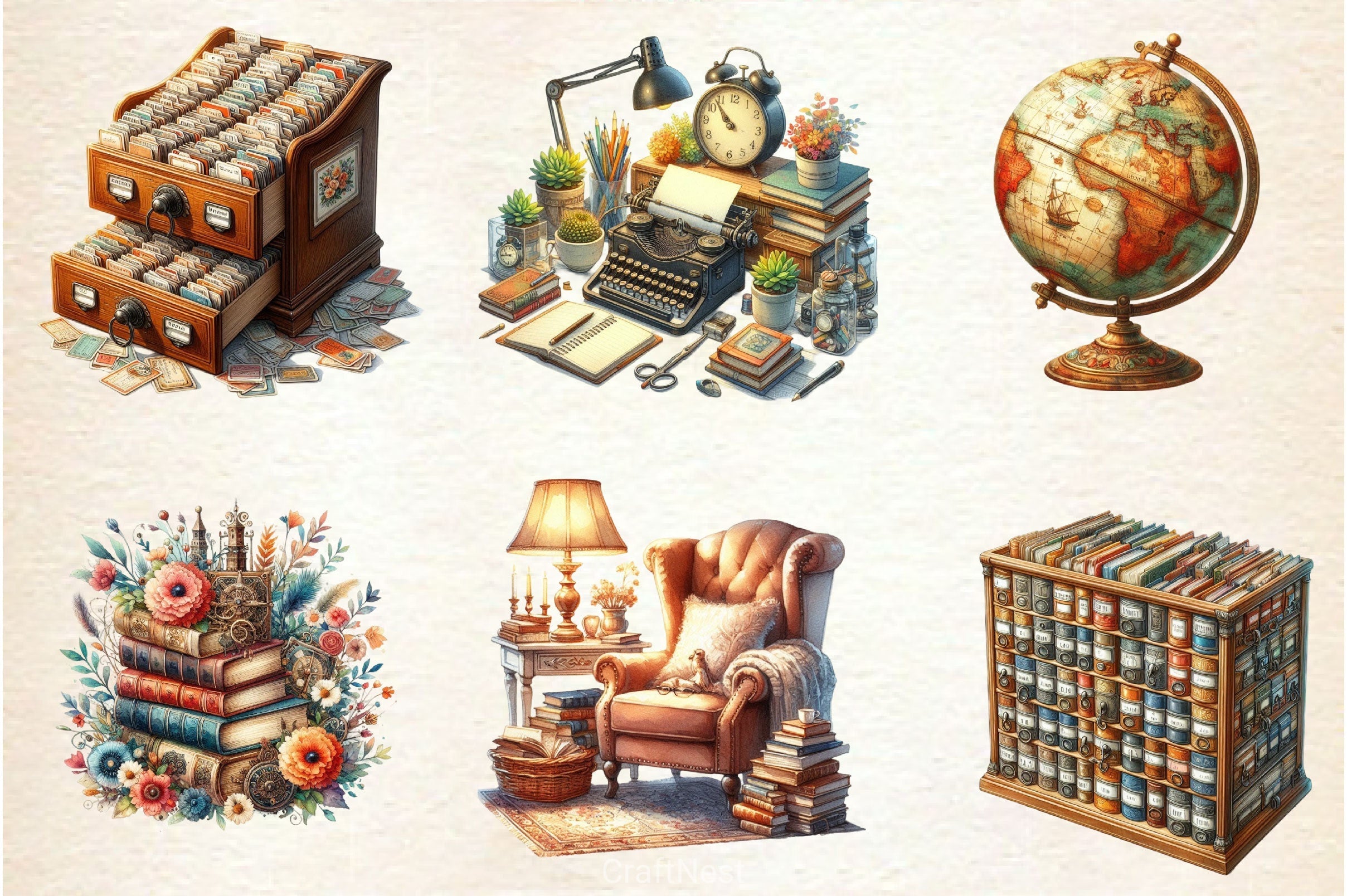 Old Library Clipart Bundle 2