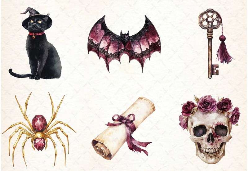 Burgundy Halloween Clipart Bundle - CraftNest - Digital Crafting and Art