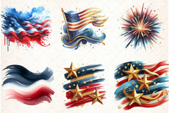 4th of July Brushstroke Clipart Bundle - CraftNest - Digital Crafting and Art