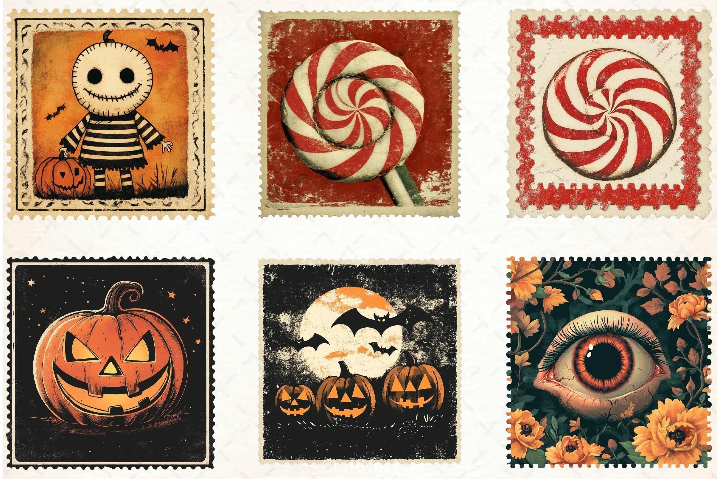 Vintage Halloween Stamp Clipart Bundle - CraftNest - Digital Crafting and Art