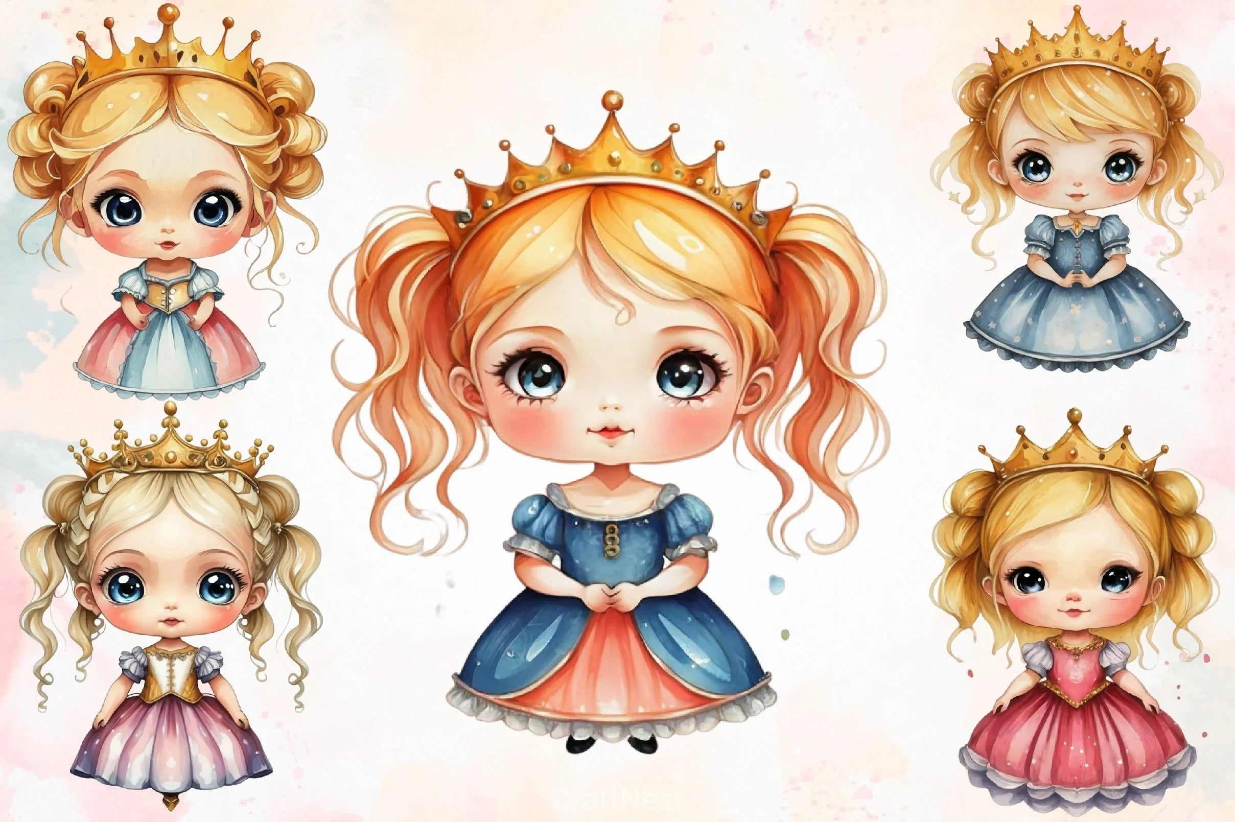 Cute Girl Princess Clipart Bundle - CraftNest - Digital Crafting and Art