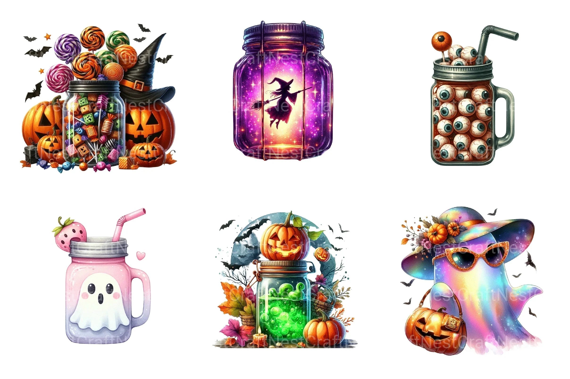 Halloween Mason Jar Clipart Bundle 1 - CraftNest - Digital Crafting and Art