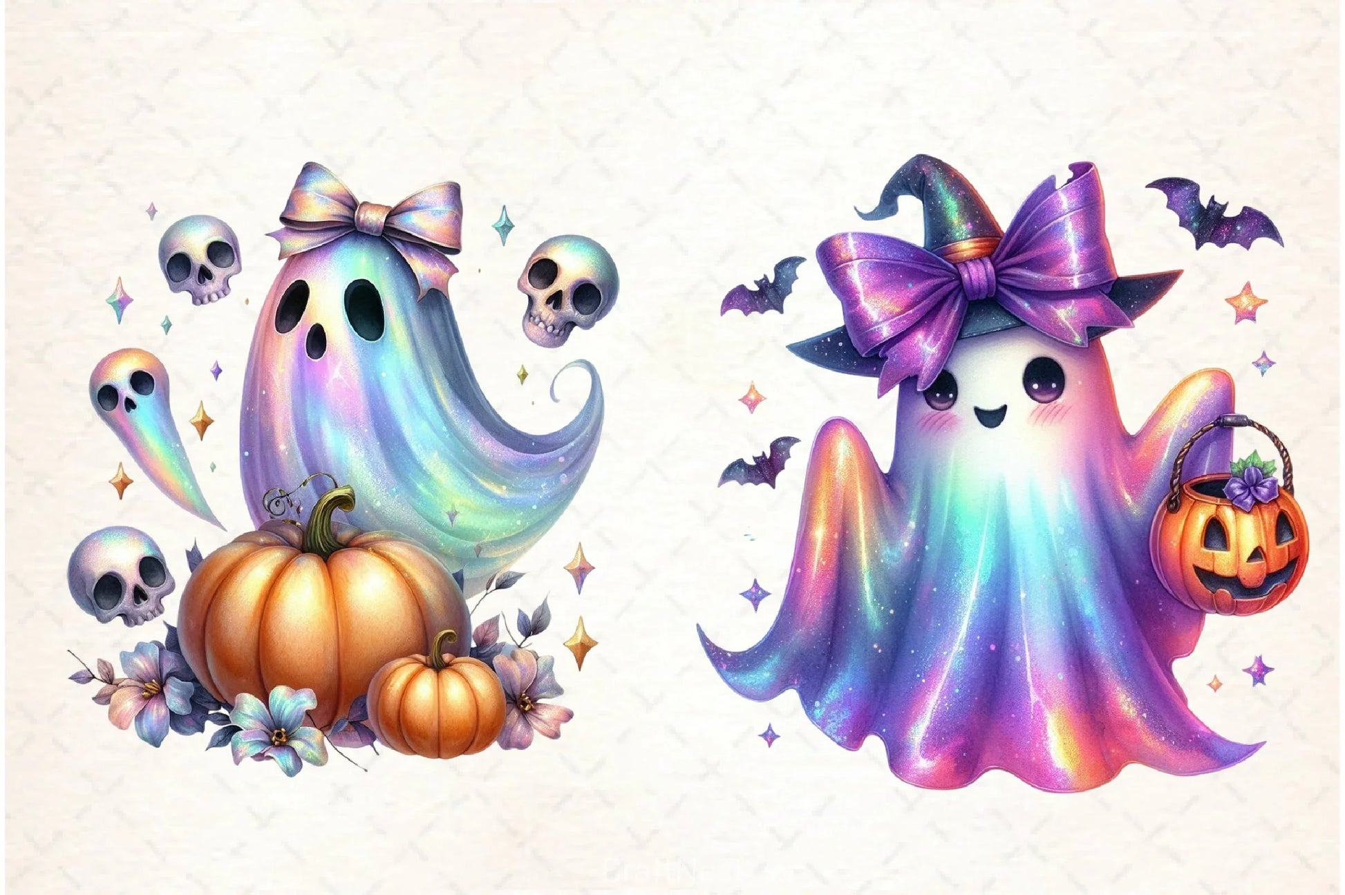 Halloween Iridescent Ghost Clipart Bundle - CraftNest - Digital Crafting and Art