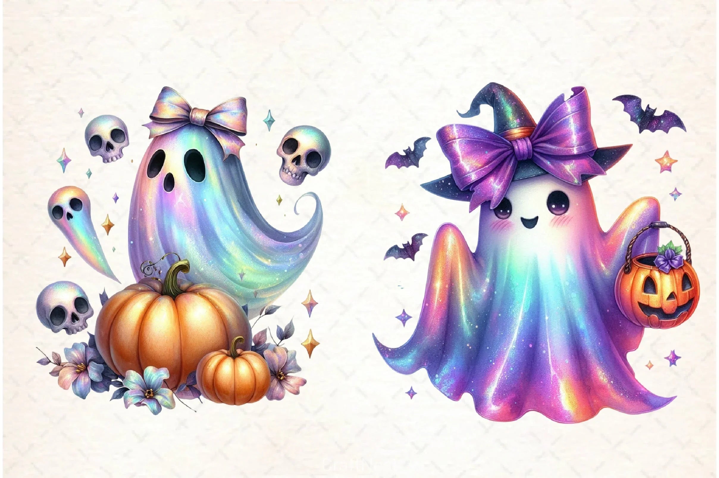 Halloween Iridescent Ghost Clipart Bundle - CraftNest - Digital Crafting and Art