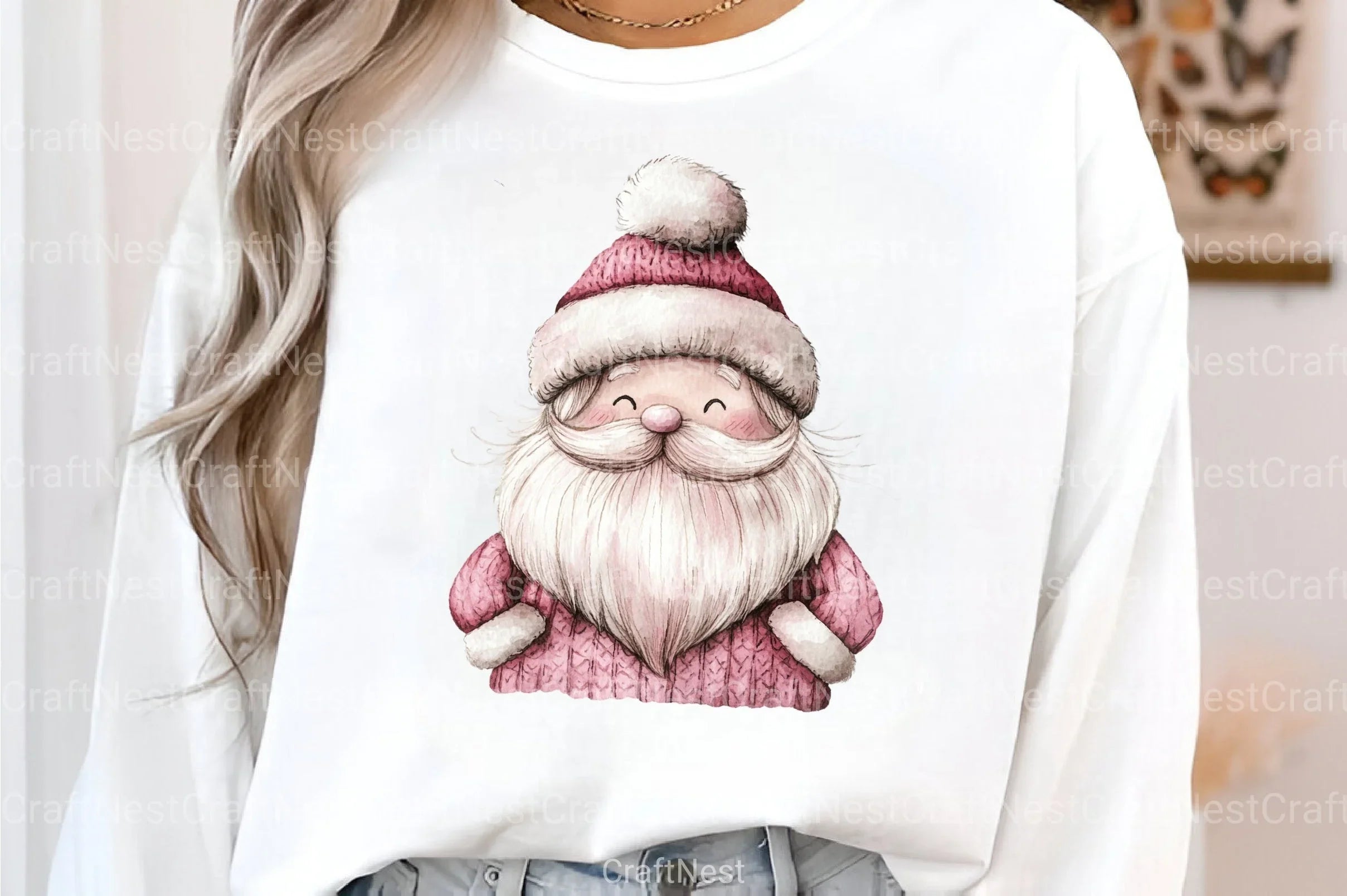 Pink Girly Christmas Embroidered Patch Clipart Bundle - CraftNest - Digital Crafting and Art