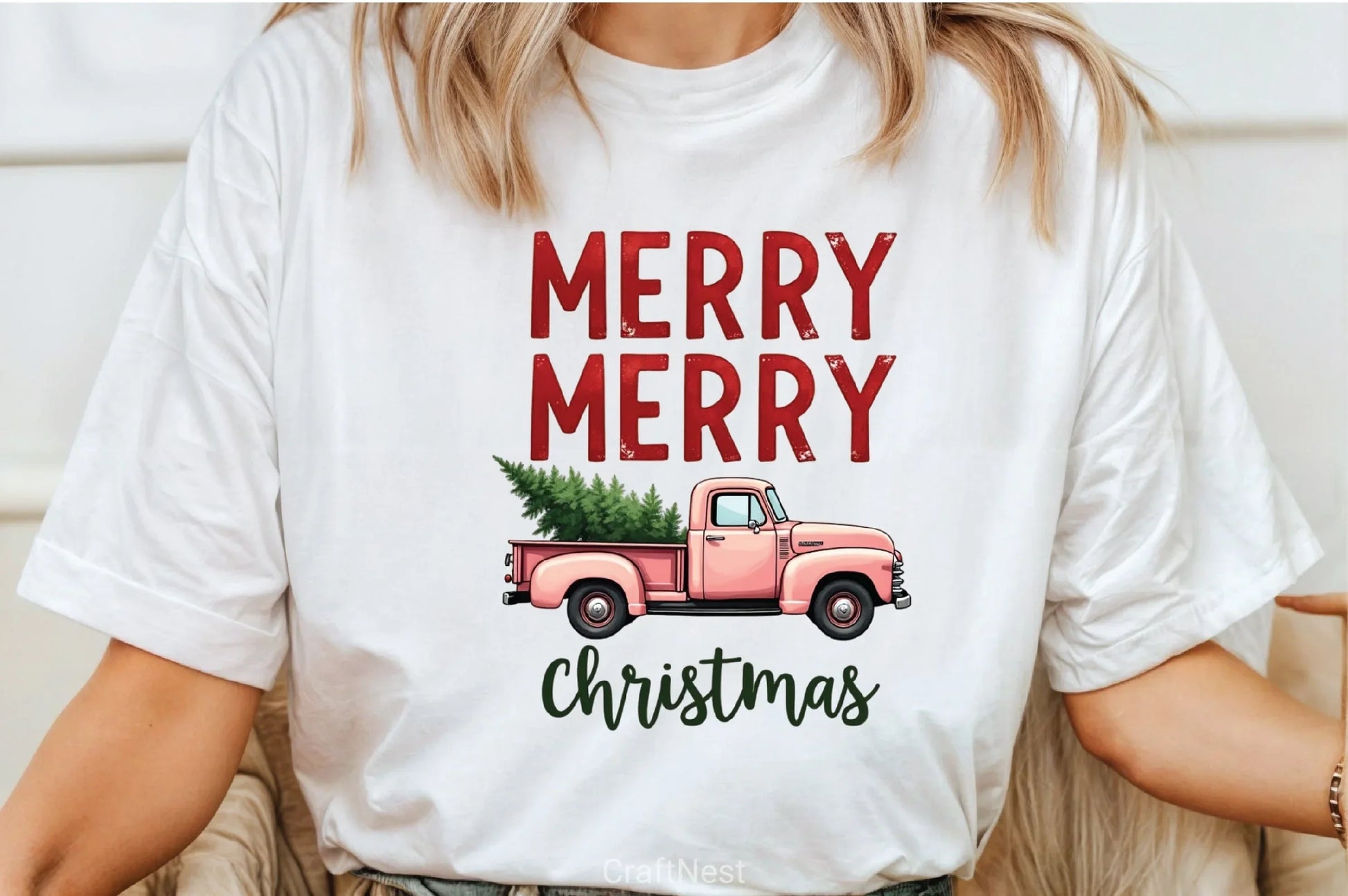 Pink Retro Christmas Truck Clipart Bundle - CraftNest - Digital Crafting and Art