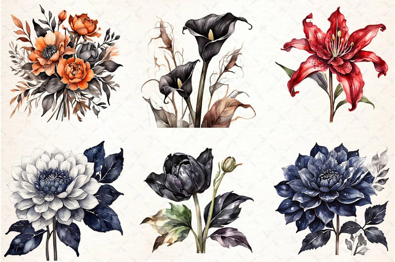 Halloween Flowers Clipart Bundle - CraftNest - Digital Crafting and Art