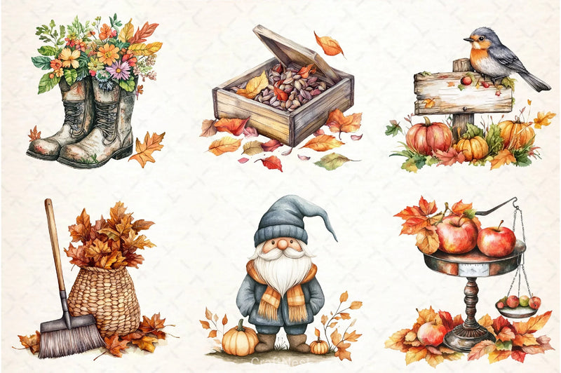 Autumn Day Garden Clipart Bundle - CraftNest - Digital Crafting and Art