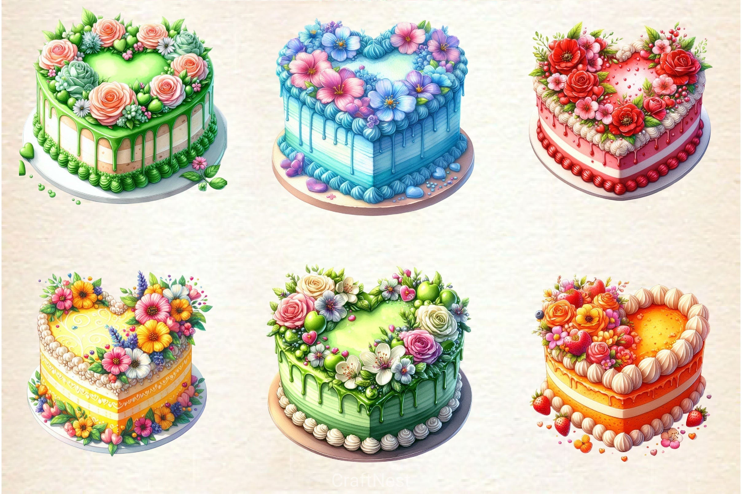Valentine Cake Clipart Bundle 2