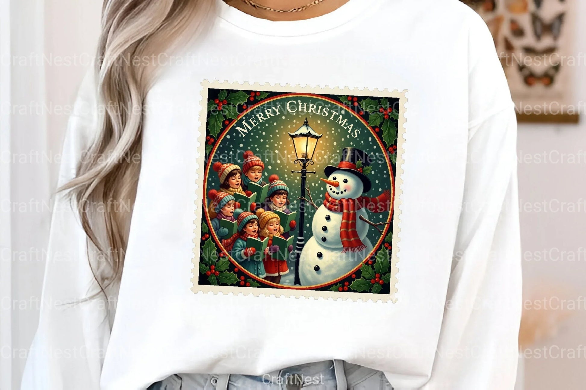 Vintage Christmas Stamps: Retro Santa, Snowman, Tree Clipart Bundle - CraftNest - Digital Crafting and Art