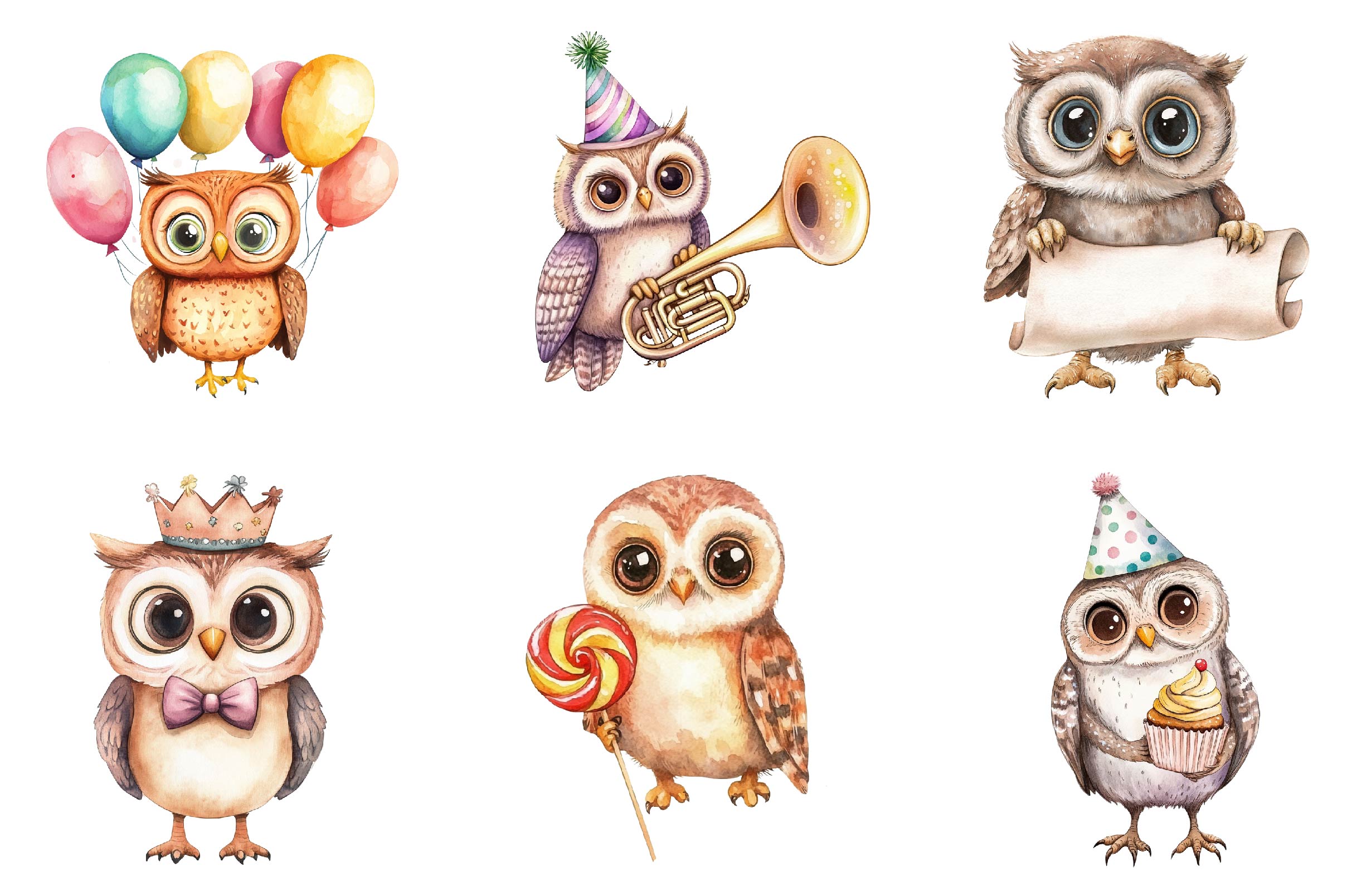 Baby Owl Birthday Owl Party Clipart Bundle