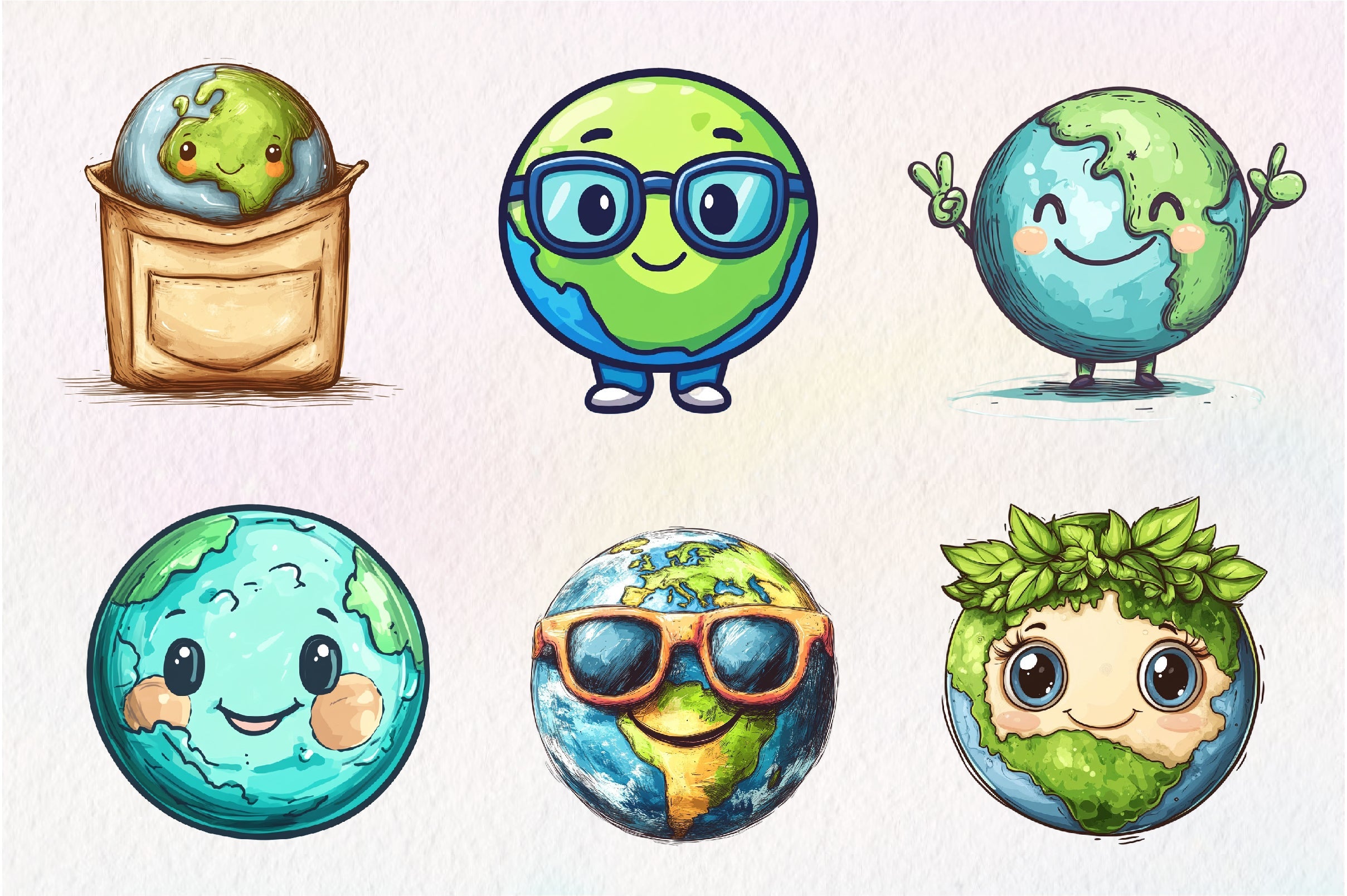 Cute Earth Clipart Bundle