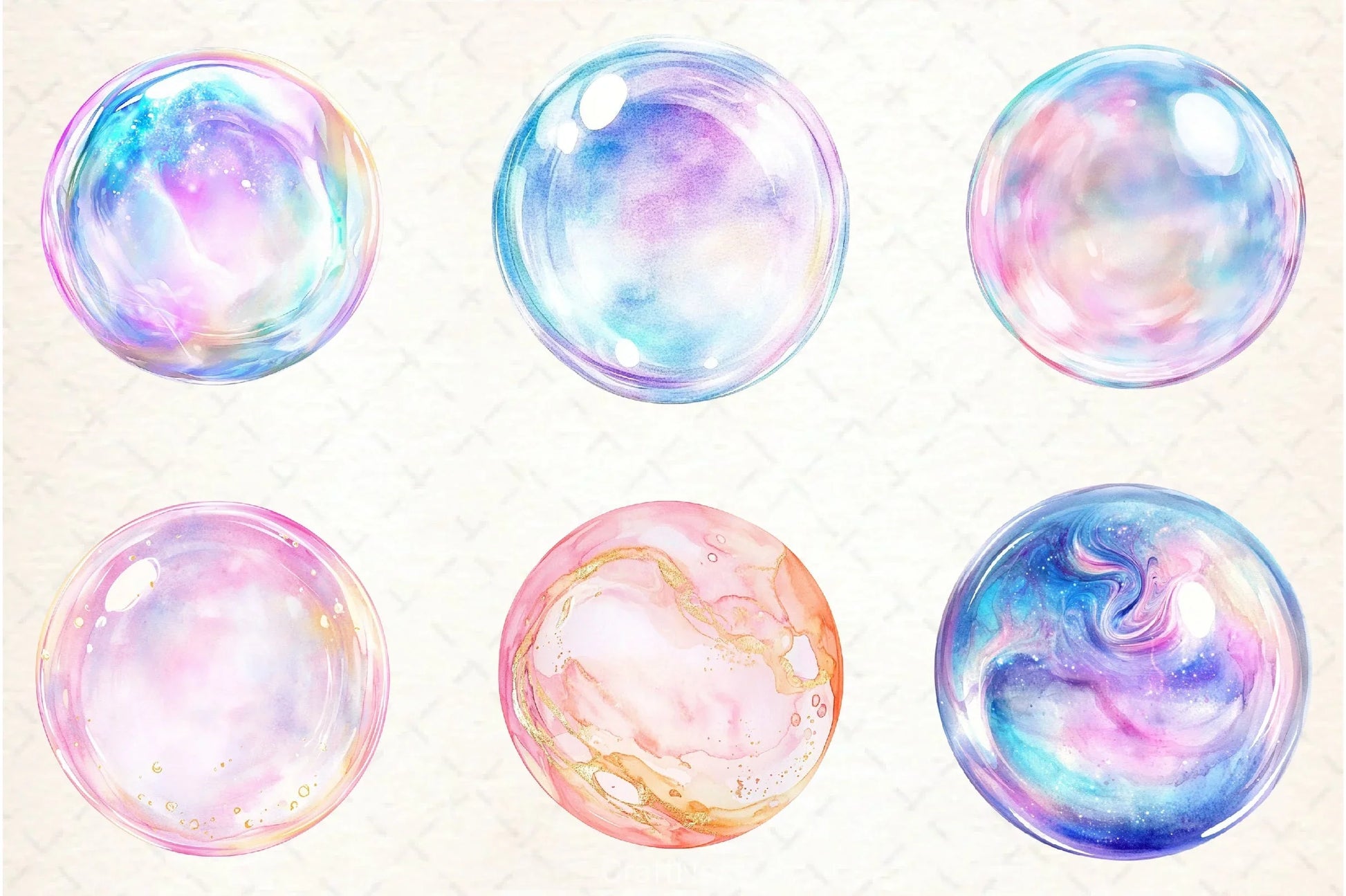 Watercolour Iridescent Bubble Clipart Bundle - CraftNest - Digital Crafting and Art
