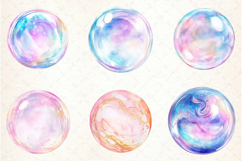 Watercolour Iridescent Bubble Clipart Bundle - CraftNest - Digital Crafting and Art